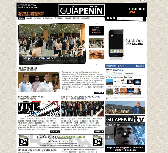La web de la Guía Peñín