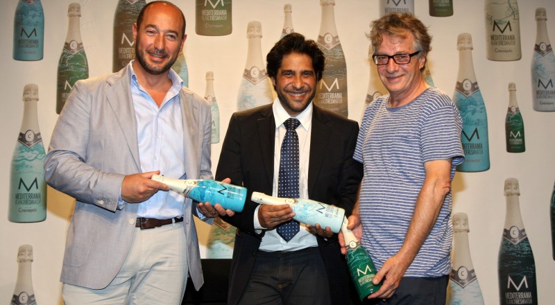 El director de marketing de Codorníu, Diego Lo Prete, el artista y diseñador Javier Mariscal y el guitarrista de flamenco Niño Josele