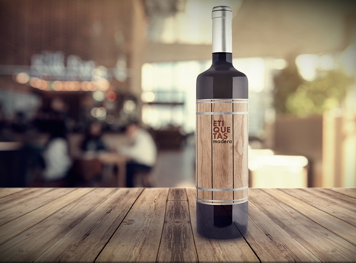 Etiqueta de madera para botella de vino