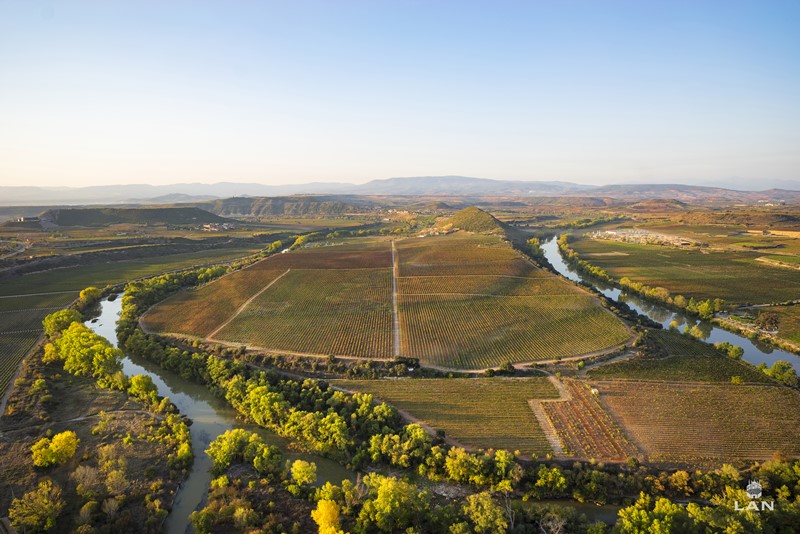 La Viña Lanciano ocupa 72 hectáreas de superficie en un meandro natural del río Ebro