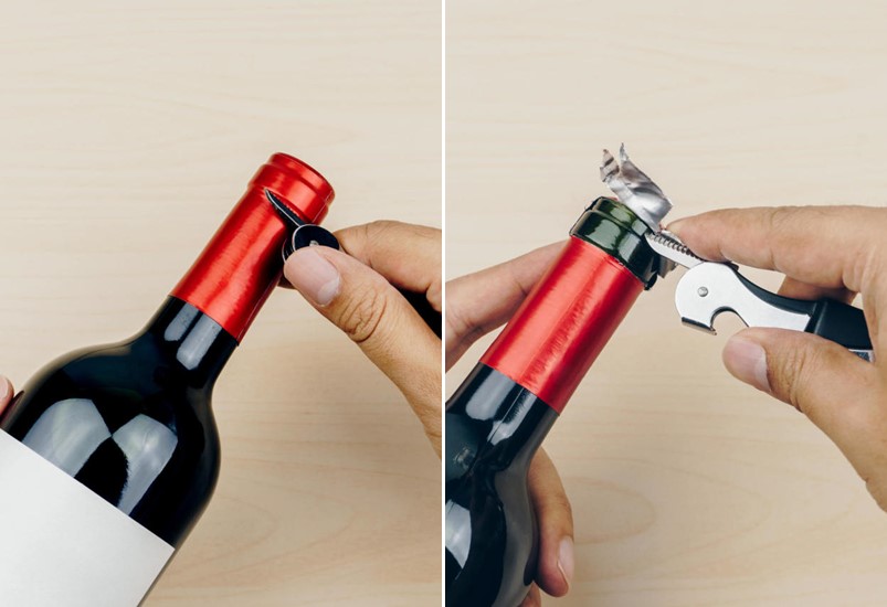 cortar cápsula botella vino