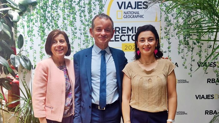 Begona LLorente subdirectora de publicidad de NG Josan Ruiz director de Viajes NG y Sara García gerente de la Ruta del Vino Ribera del Duero