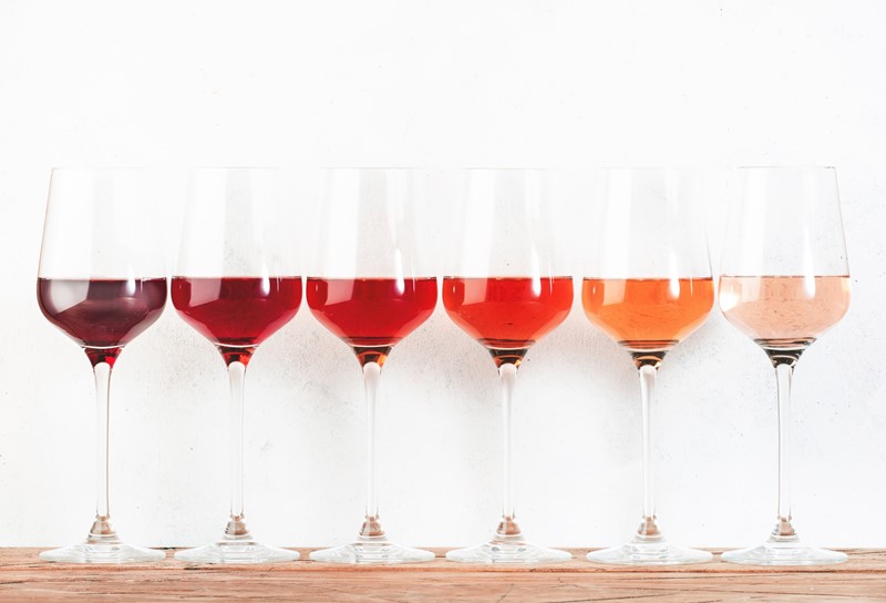 gama de colores del vino rosado