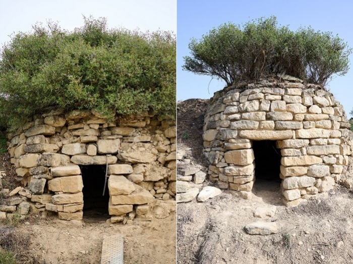 Estado del chozo antes (imagen de la izquierda) y después (derecha) de los trabajos de rehabilitación. 