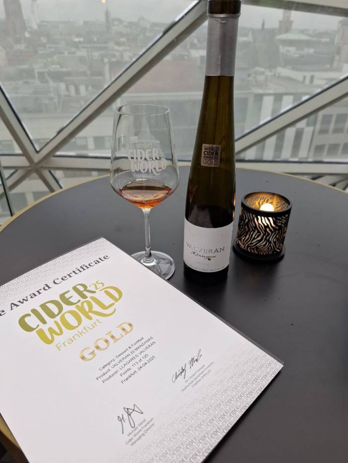 La sidra de hielo Valverán 20 Manzanas logra el oro en el certamen internacional Cider World de Frankfurt