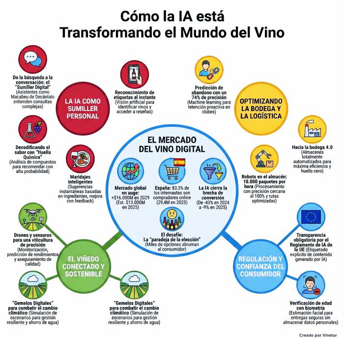 La inteligencia artificial impulsa el comercio online de vino en España con 29,4 millones de compradores digitales