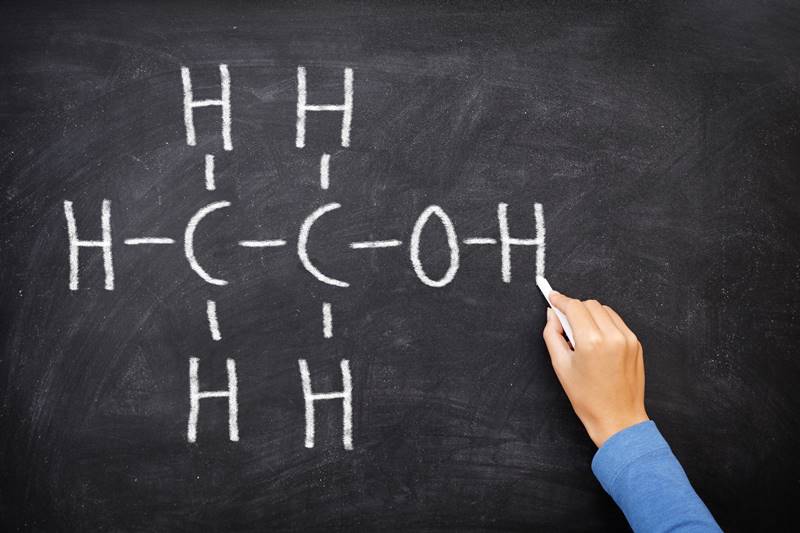 Chemical formula of ethanol molecule