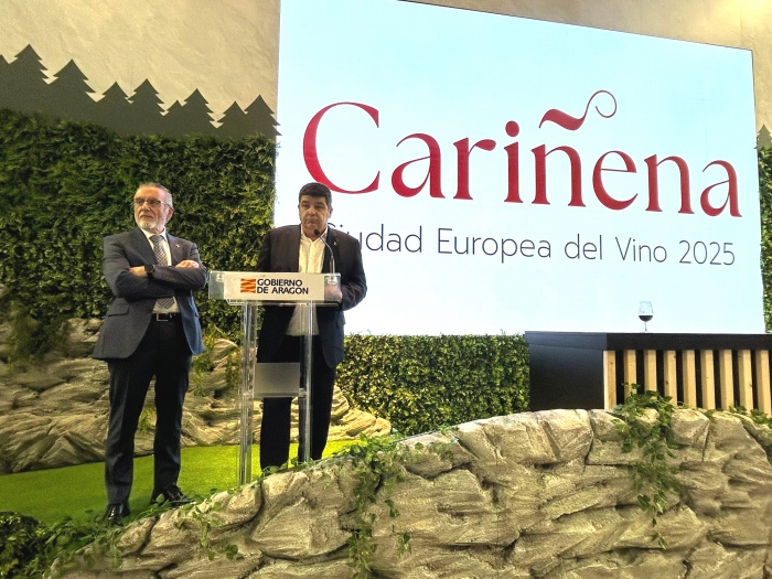 Antonio Ubide, presidente de la D.O. Cariñena, durante su intervención en Fitur