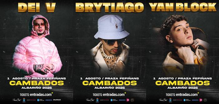 Cambados reunirá a DEI V, Brytiago y Yan Block en un concierto único durante la Festa do Albariño 2025