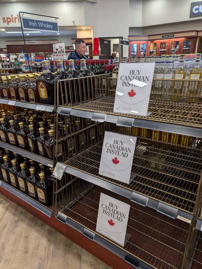 Canadian Stores Pull American Alcohol in Response to U.S. Tariffs