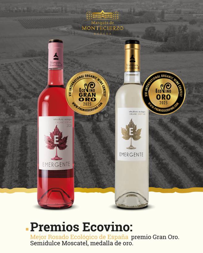 El rosado EMERGENTE de Marqués de Montecierzo, único en España con la Medalla Gran Oro Ecovinos 2024