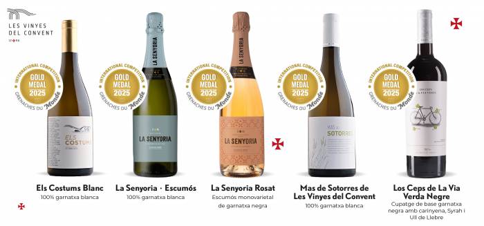 Les Vinyes del Convent logra cinco oros en el certamen internacional Grenaches du Monde 2025