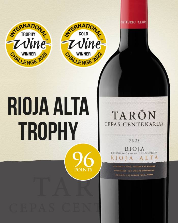 Tarón Cepas Centenarias 2021 es elegido mejor tinto de Rioja Alta en el International Wine Challenge 2025
