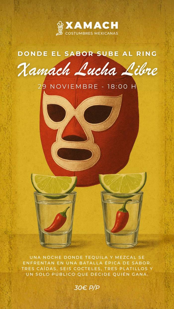 XAMACH celebra en Madrid una noche de lucha libre con seis cócteles de tequila y mezcal por 30 euros