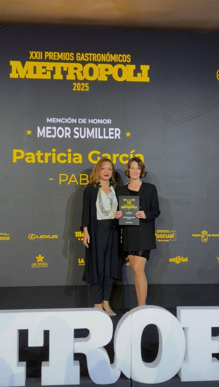 Patricia García recibe la Mención de Honor a Mejor Sumiller en los Premios Metrópoli 2025 por su labor en PABÚ