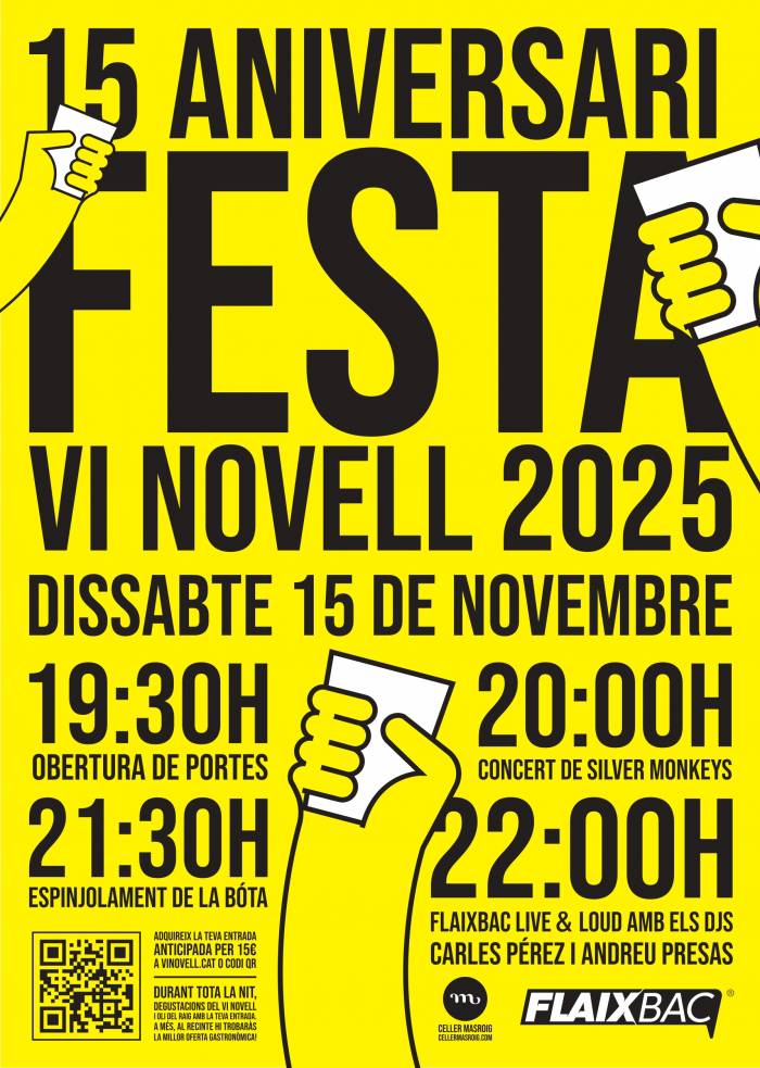 El Celler Masroig celebra 15 años de la Festa del Vi Novell con degustación ilimitada y novedades