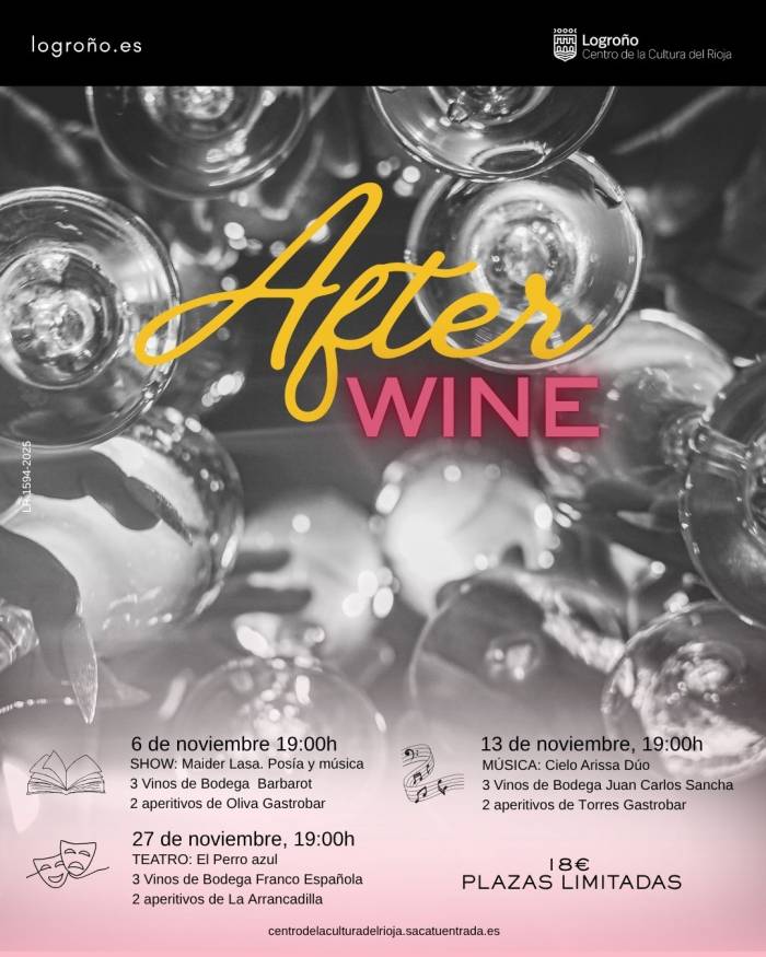 El Centro de la Cultura del Rioja lanza After Wine con catas, gastronomía y cultura por 18 euros en noviembre