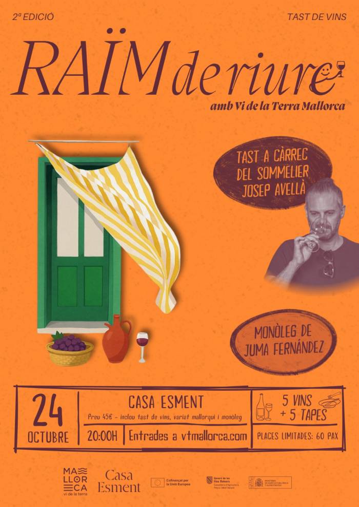 Raïm de Riure ofrece cata de cinco vinos mallorquines y humor por 45 euros en Palma