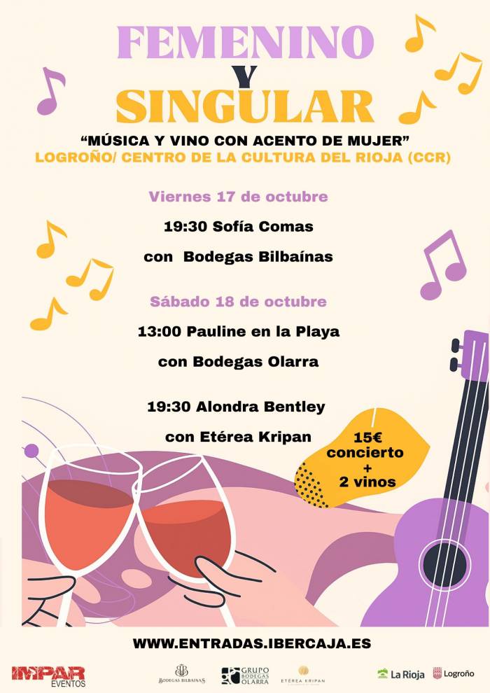 El ciclo Femenino y Singular regresa a Logroño con música y vino protagonizados por mujeres