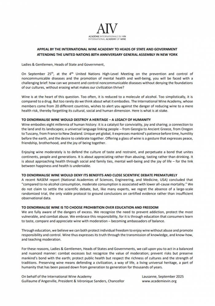Wine’s Cultural Role Defended as UN Debates Global Alcohol Policy