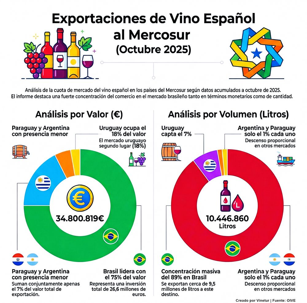El sector del vino español mira con atención al mercado de Mercosur, especialmente a Brasil