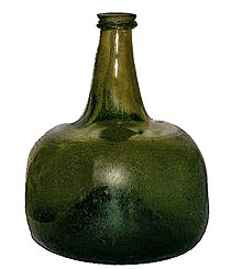 Botella de vino de vidrio del 1740 primeras botellas de cristal