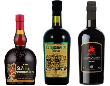 Algunas de las etiquetas de vinos denominación Commandaria que pueden encontrarse en el mercado.