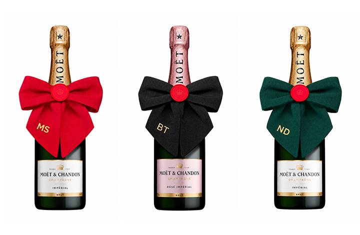 Moët & Chandon lanza en España una colección navideña de botellas con lazo reutilizable